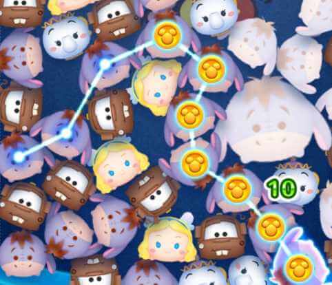 青色のツム なぞって 32 チェーン